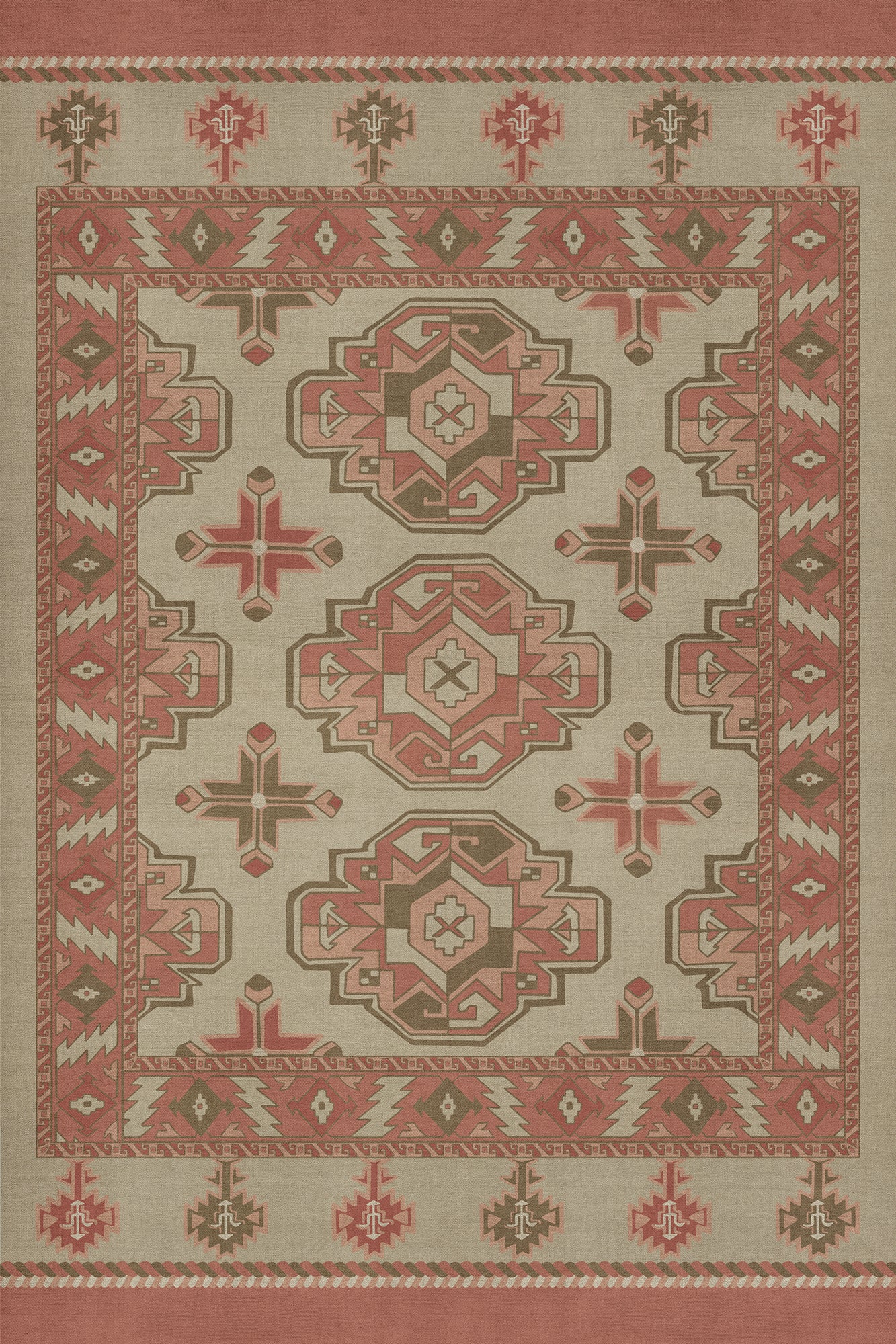 Persian Bazaar - Chuval Gul - Lale 24x36 Vintage Vinyl Floorcloth