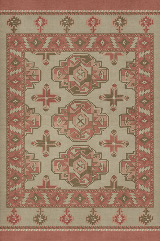 Persian Bazaar - Chuval Gul - Lale 24x36 Vintage Vinyl Floorcloth