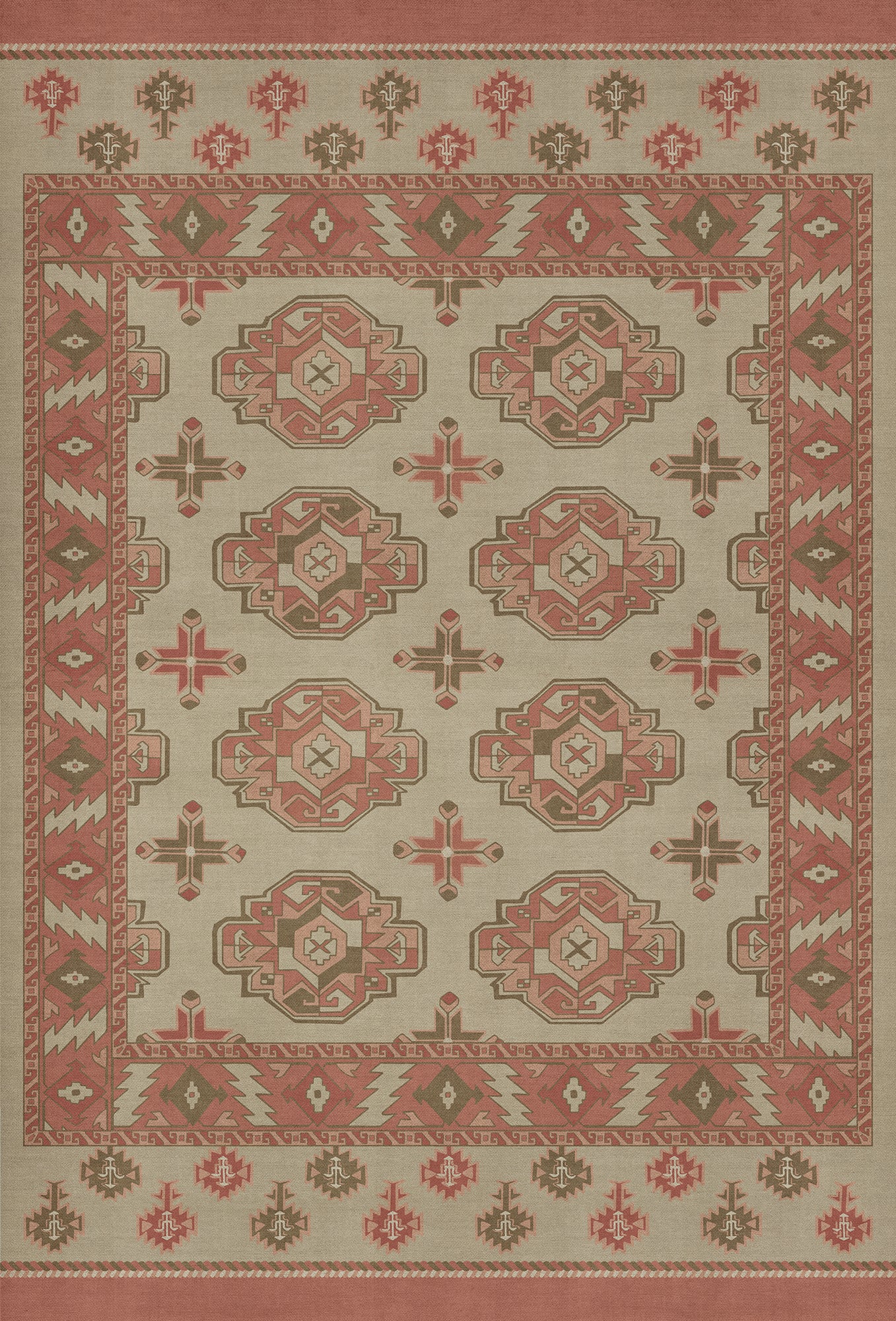 Persian Bazaar - Chuval Gul - Lale 38x56 Vintage Vinyl Floorcloth