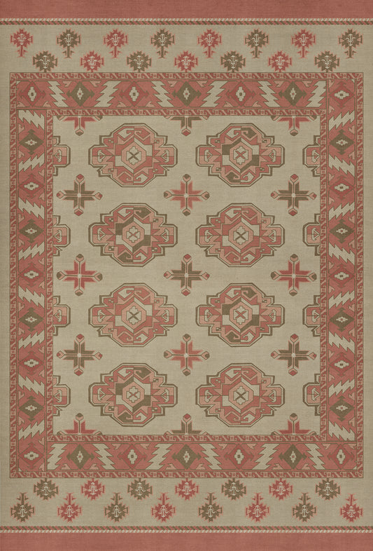 Persian Bazaar - Chuval Gul - Lale 38x56 Vintage Vinyl Floorcloth