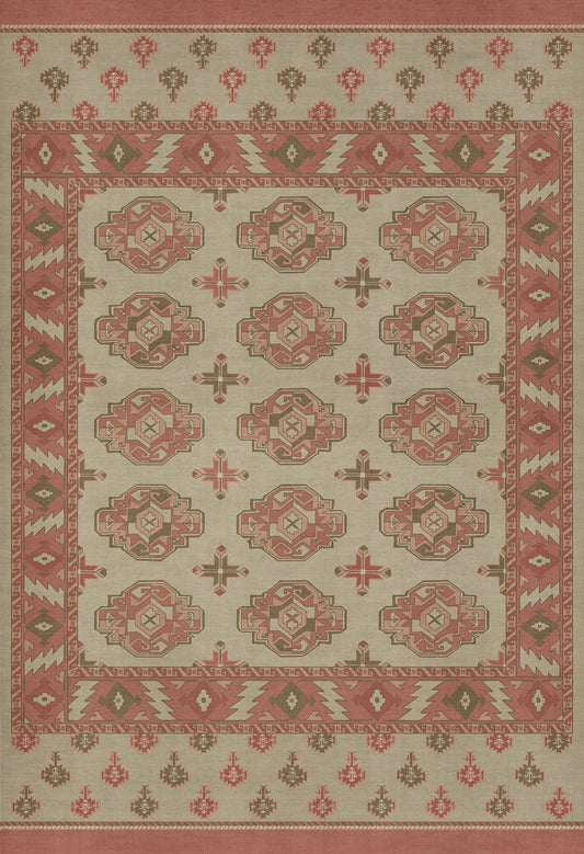 Persian Bazaar - Chuval Gul - Lale 52x76 Vintage Vinyl Floorcloth