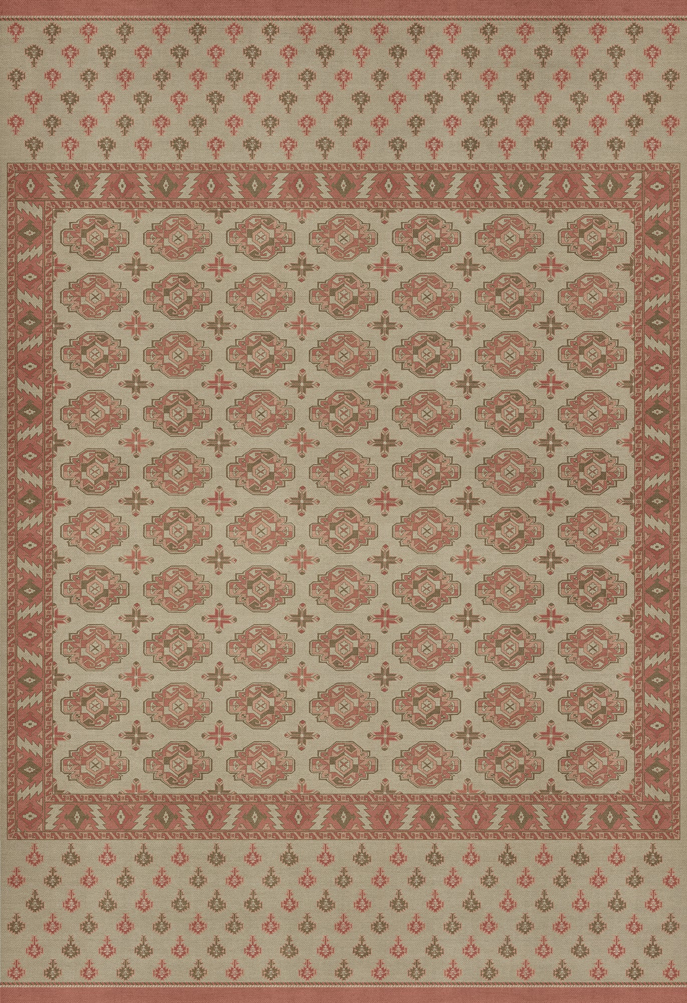 Persian Bazaar - Chuval Gul - Lale 96x140 Vintage Vinyl Floorcloth