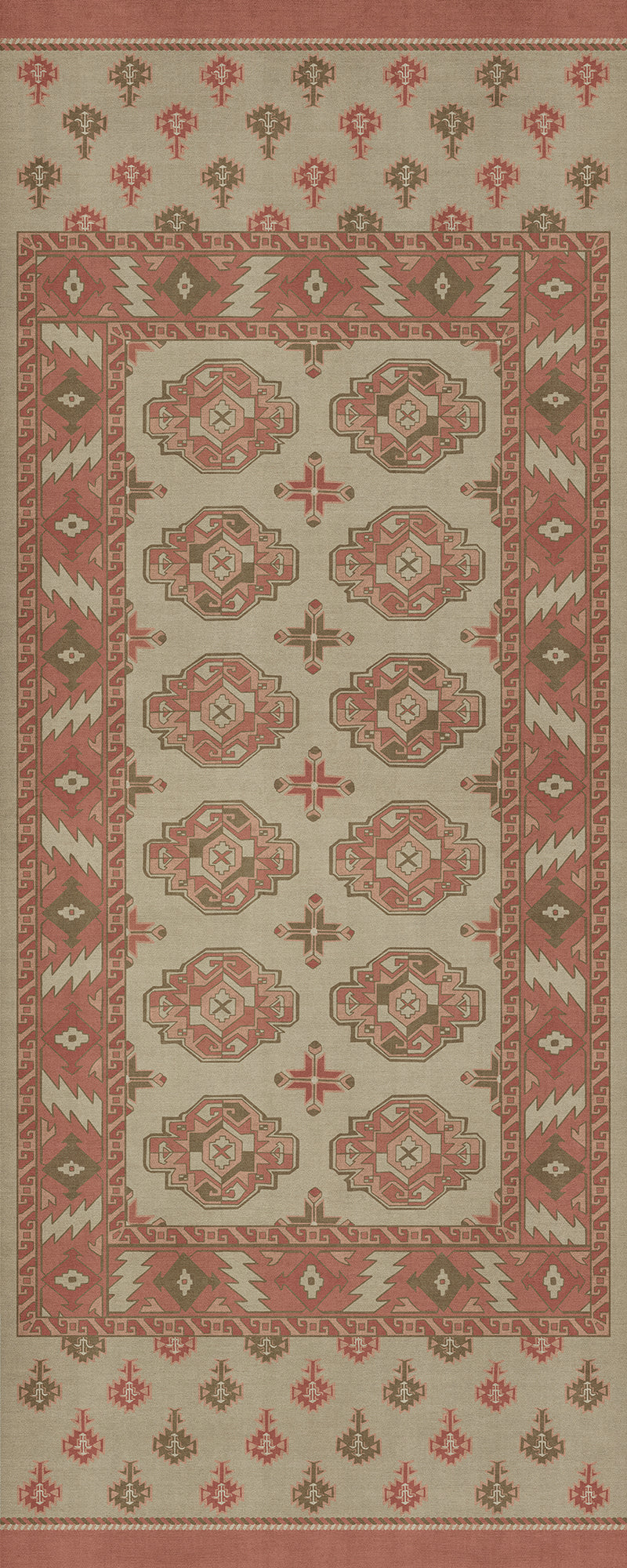 Persian Bazaar - Chuval Gul - Lale 36x90 Vintage Vinyl Floorcloth