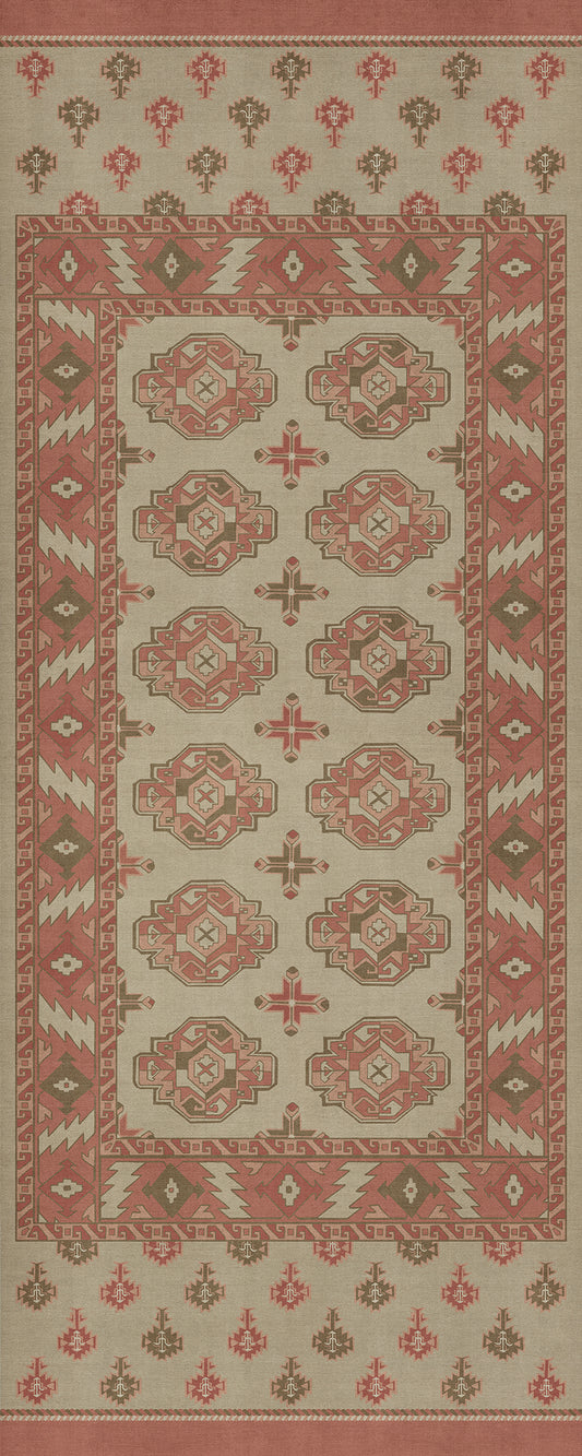 Persian Bazaar - Chuval Gul - Lale 36x90 Vintage Vinyl Floorcloth