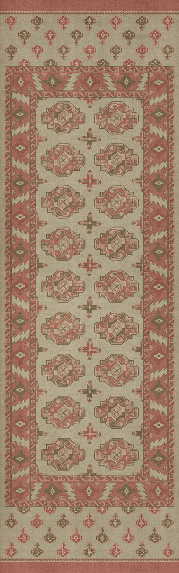 Persian Bazaar - Chuval Gul - Lale 36x115 Vintage Vinyl Floorcloth