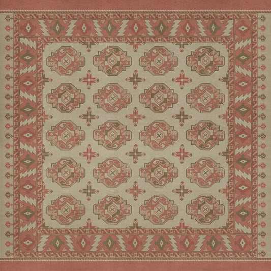 Persian Bazaar - Chuval Gul - Lale 60x60 Vintage Vinyl Floorcloth