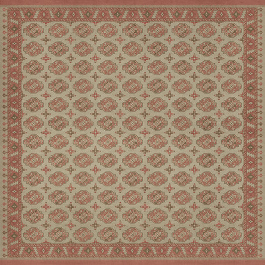 Persian Bazaar - Chuval Gul - Lale 120x120 Vintage Vinyl Floorcloth