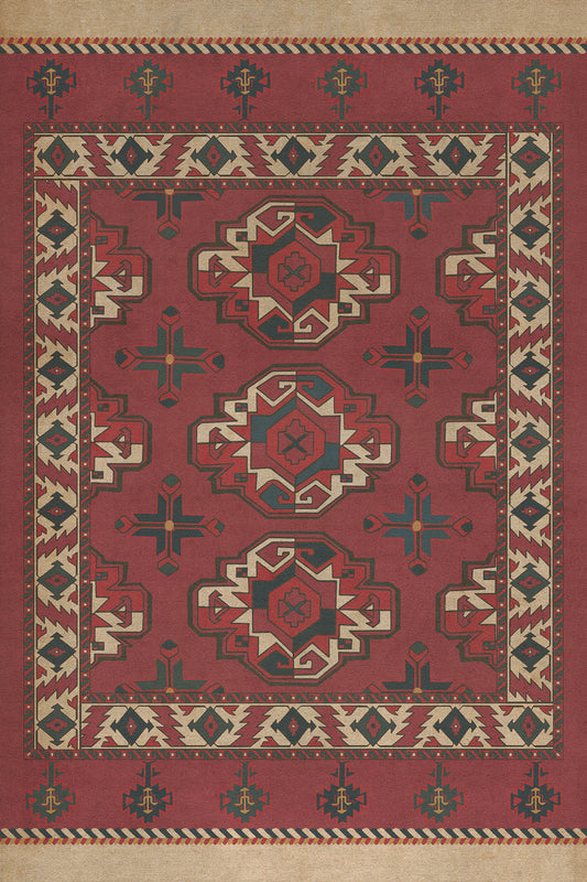 Persian Bazaar - Chuval Gul - Nazar 20x30 Vintage Vinyl Floorcloth