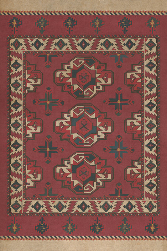Persian Bazaar - Chuval Gul - Nazar 24x36 Vintage Vinyl Floorcloth