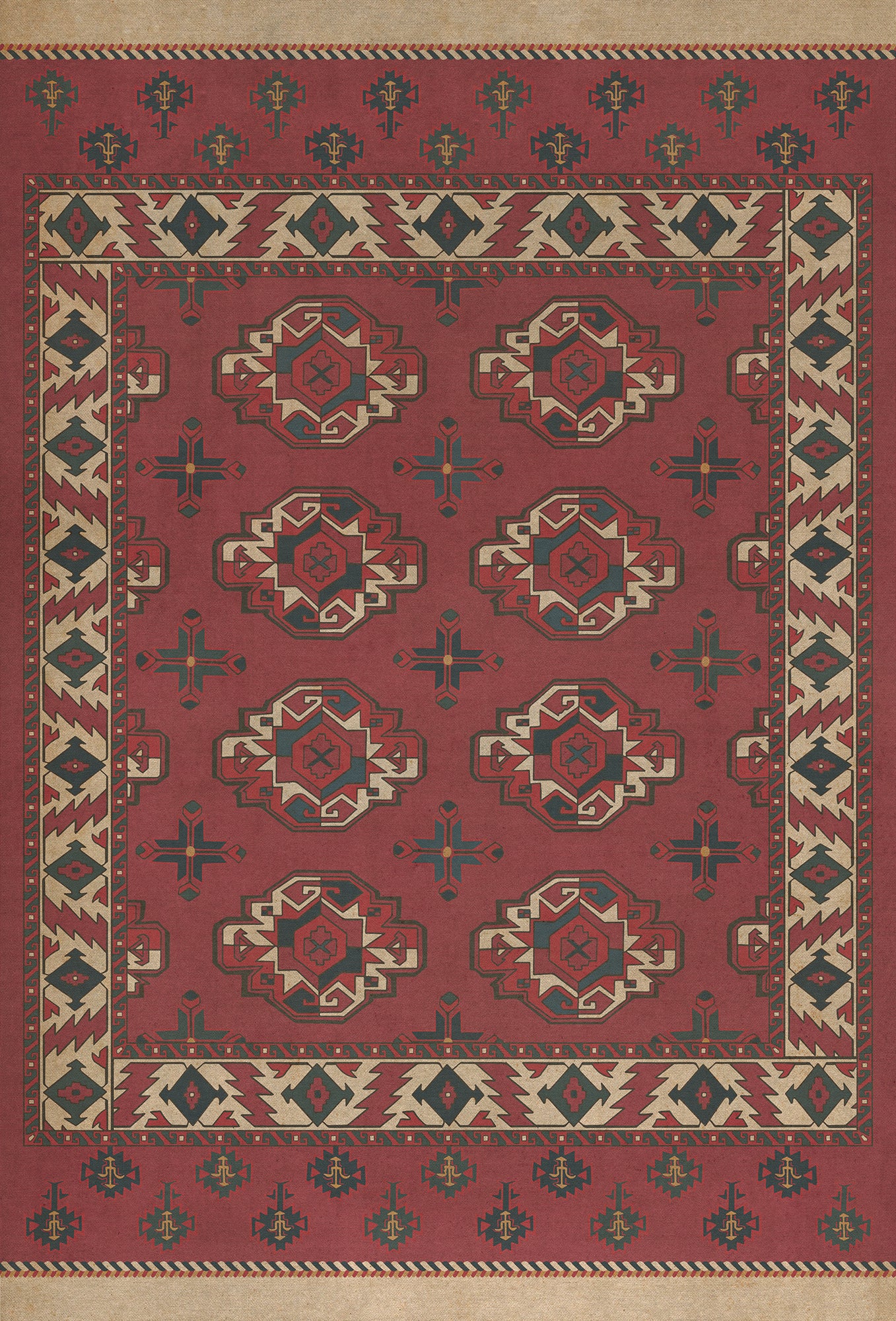 Persian Bazaar - Chuval Gul - Nazar 38x56 Vintage Vinyl Floorcloth