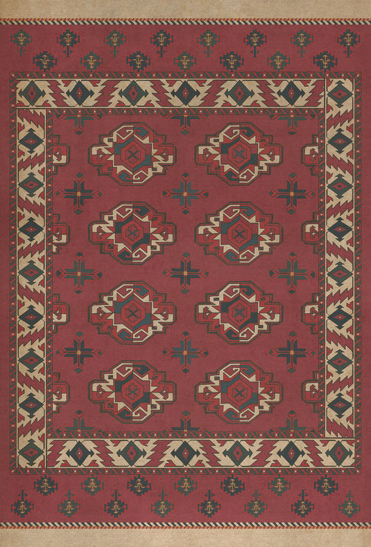 Persian Bazaar - Chuval Gul - Nazar 38x56 Vintage Vinyl Floorcloth