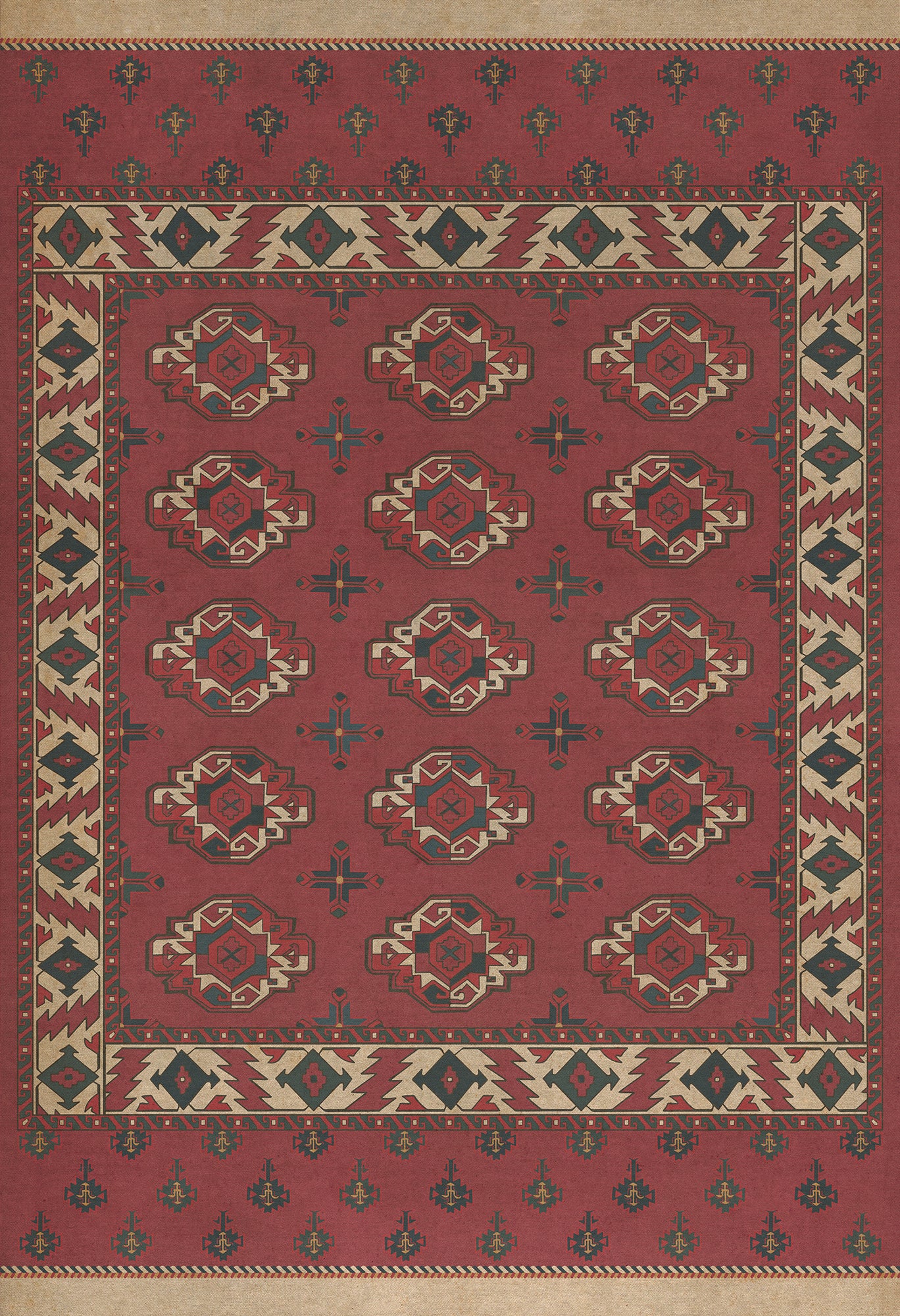 Persian Bazaar - Chuval Gul - Nazar 52x76 Vintage Vinyl Floorcloth