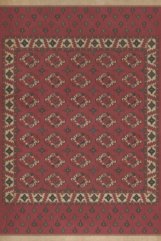 Persian Bazaar - Chuval Gul - Nazar 72x108 Vintage Vinyl Floorcloth