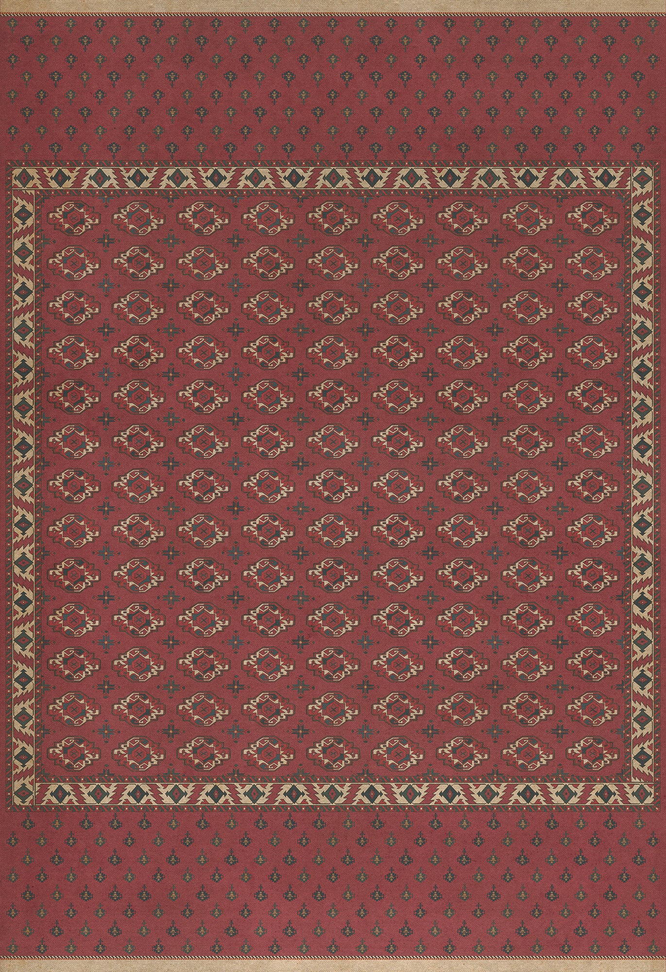 Persian Bazaar - Chuval Gul - Nazar 120x175 Vintage Vinyl Floorcloth