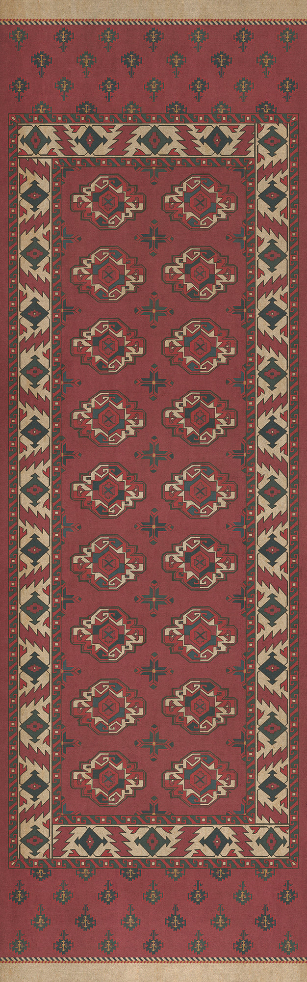 Persian Bazaar - Chuval Gul - Nazar 36x115 Vintage Vinyl Floorcloth