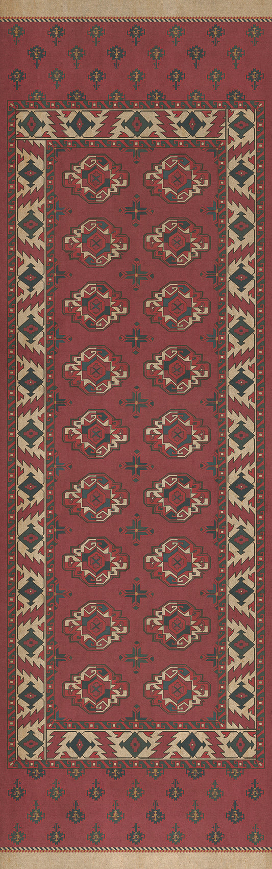 Persian Bazaar - Chuval Gul - Nazar 36x115 Vintage Vinyl Floorcloth