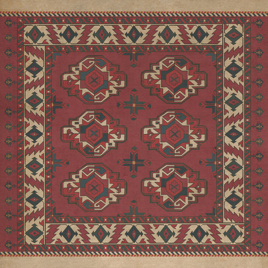 Persian Bazaar - Chuval Gul - Nazar 36x36 Vintage Vinyl Floorcloth