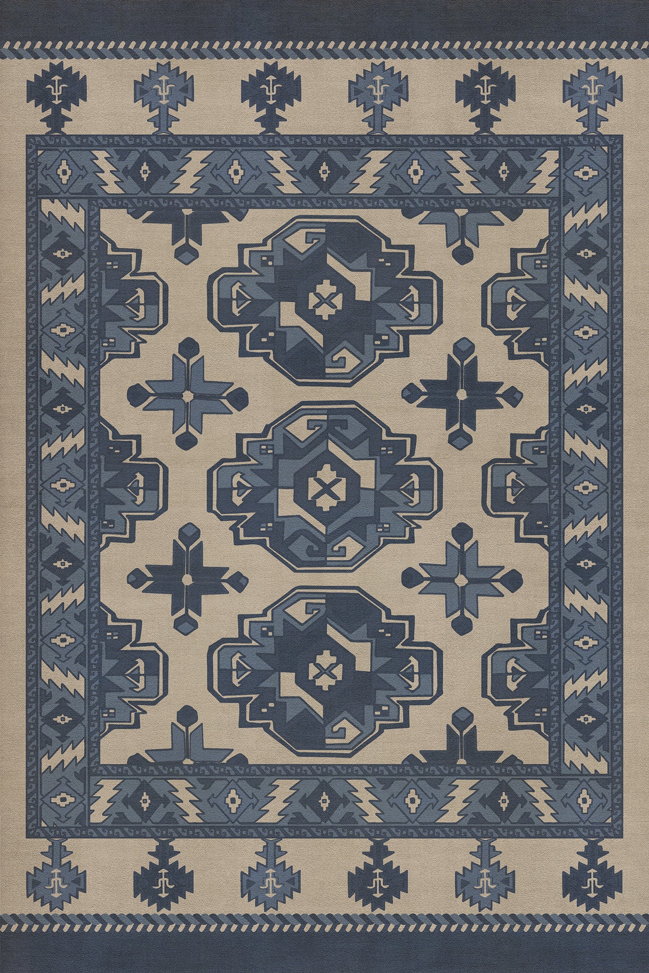 Persian Bazaar - Chuval Gul - Safin 20x30 Vintage Vinyl Floorcloth