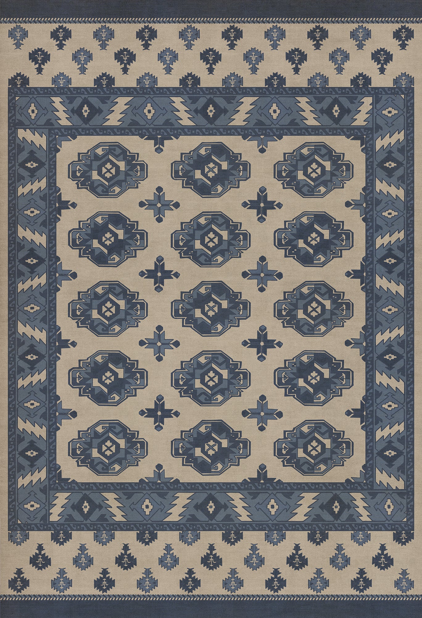 Persian Bazaar - Chuval Gul - Safin 52x76 Vintage Vinyl Floorcloth