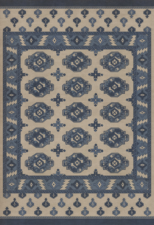 Persian Bazaar - Chuval Gul - Safin 52x76 Vintage Vinyl Floorcloth