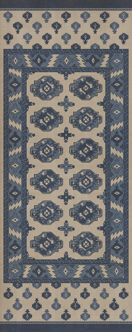 Persian Bazaar - Chuval Gul - Safin 36x90 Vintage Vinyl Floorcloth