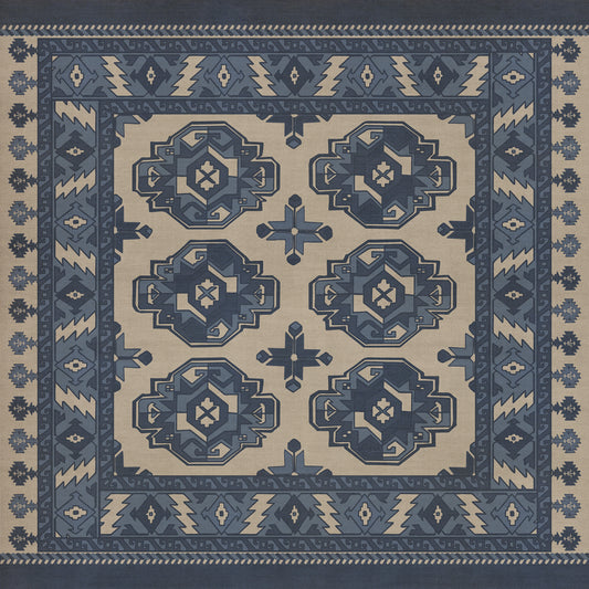 Persian Bazaar - Chuval Gul - Safin 36x36 Vintage Vinyl Floorcloth