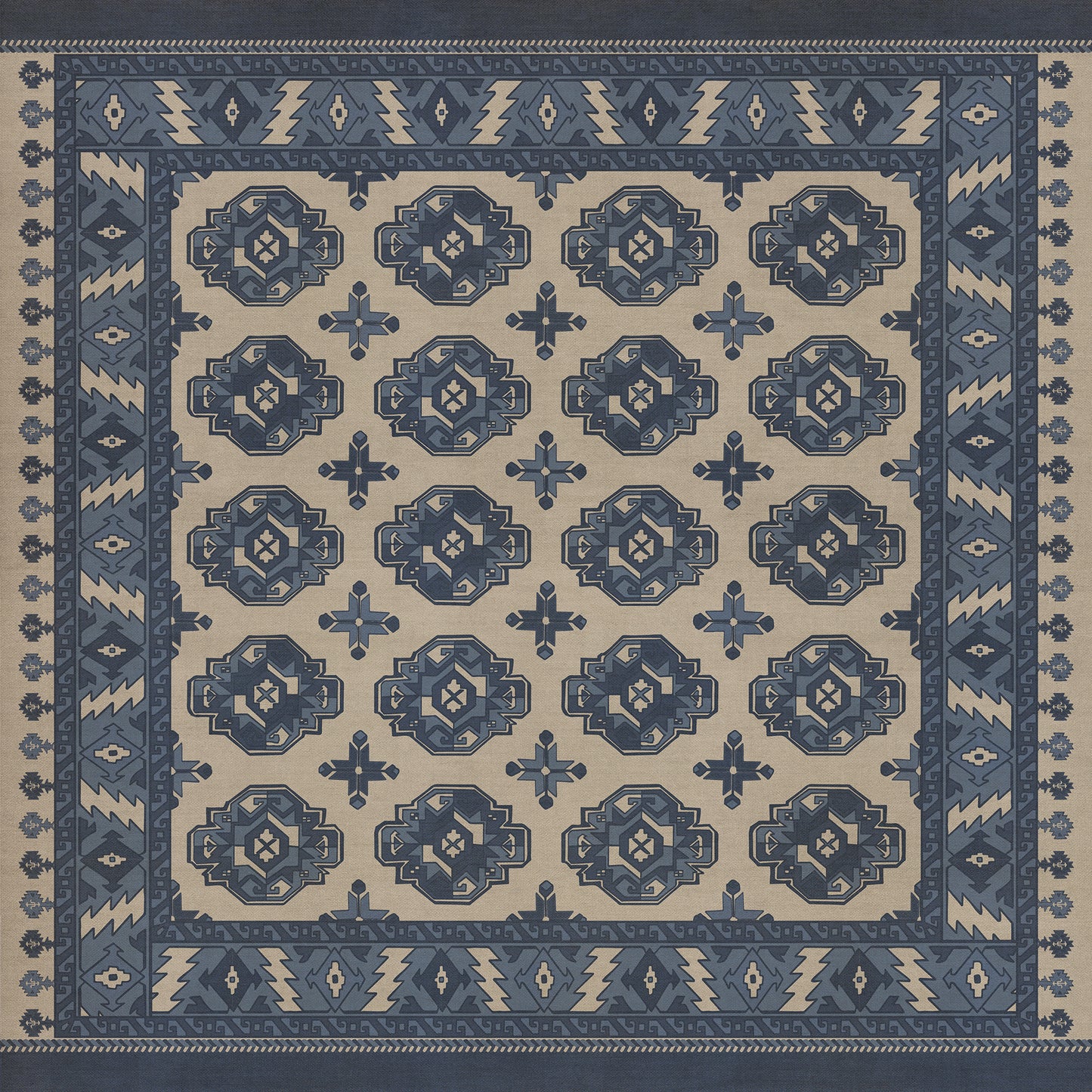 Persian Bazaar - Chuval Gul - Safin 60x60 Vintage Vinyl Floorcloth