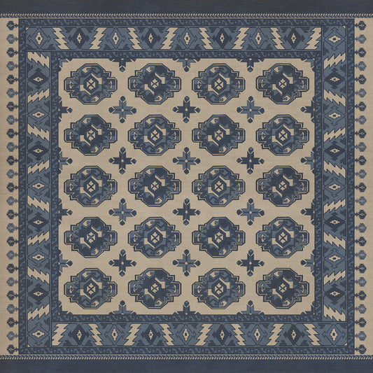Persian Bazaar - Chuval Gul - Safin 60x60 Vintage Vinyl Floorcloth