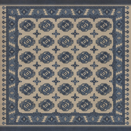 Persian Bazaar - Chuval Gul - Safin 72x72 Vintage Vinyl Floorcloth