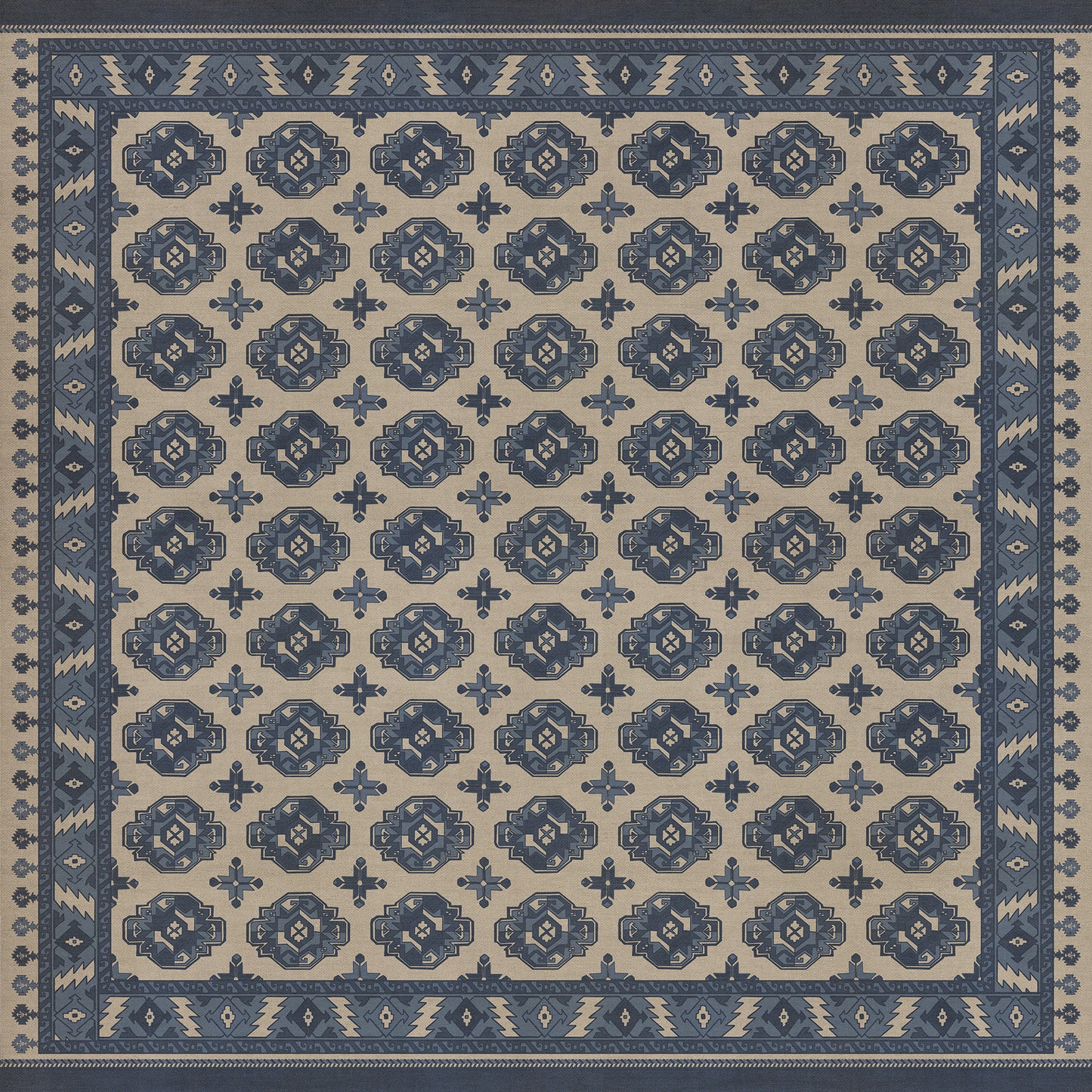 Persian Bazaar - Chuval Gul - Safin 96x96 Vintage Vinyl Floorcloth