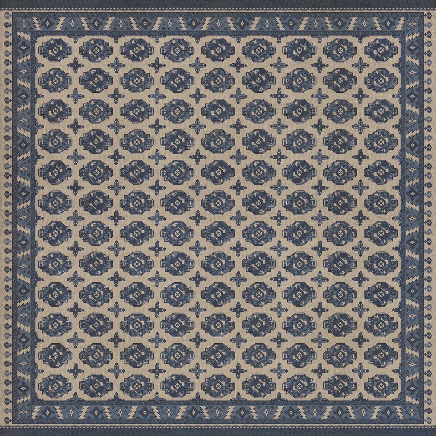 Persian Bazaar - Chuval Gul - Safin 120x120 Vintage Vinyl Floorcloth