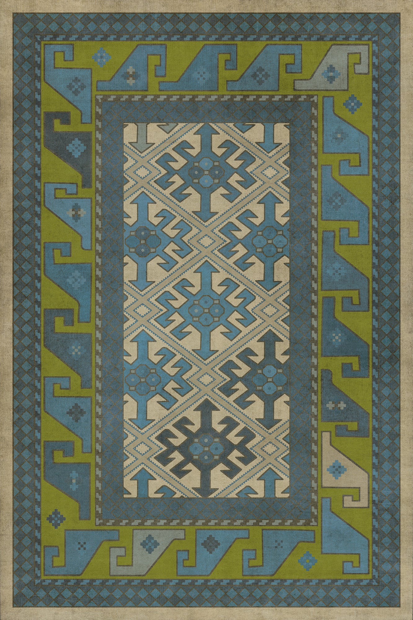 Persian Bazaar - Daghestan - Babki 24x36 Vintage Vinyl Floorcloth