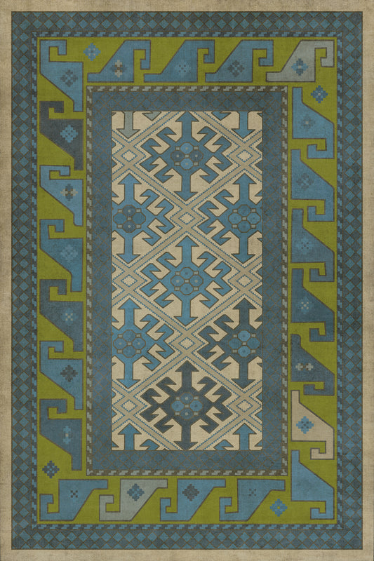 Persian Bazaar - Daghestan - Babki 24x36 Vintage Vinyl Floorcloth