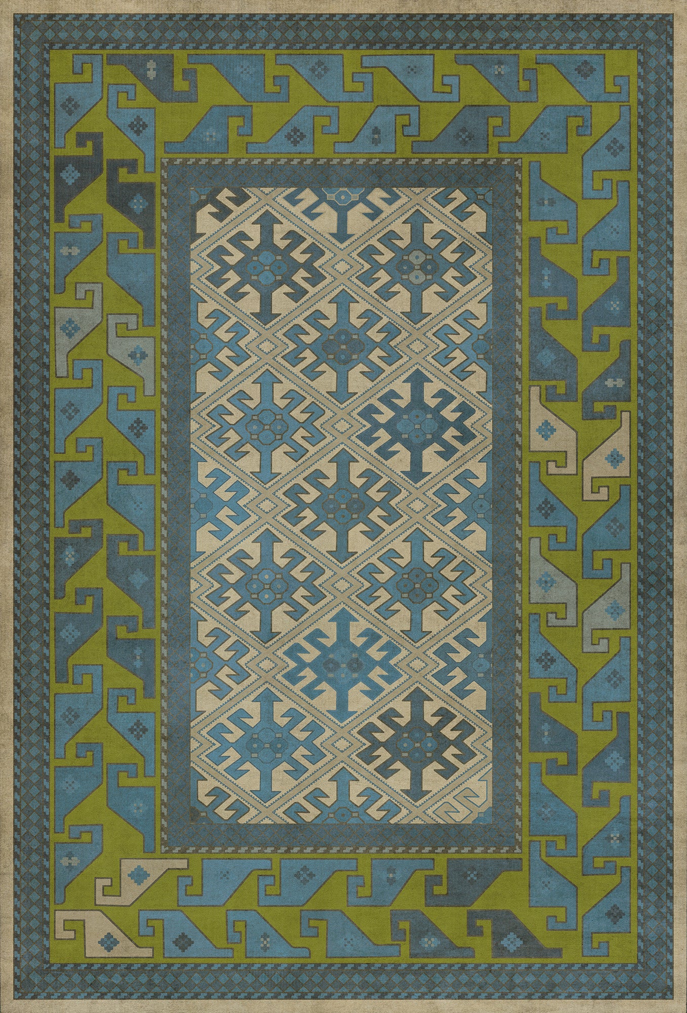 Persian Bazaar - Daghestan - Babki 38x56 Vintage Vinyl Floorcloth