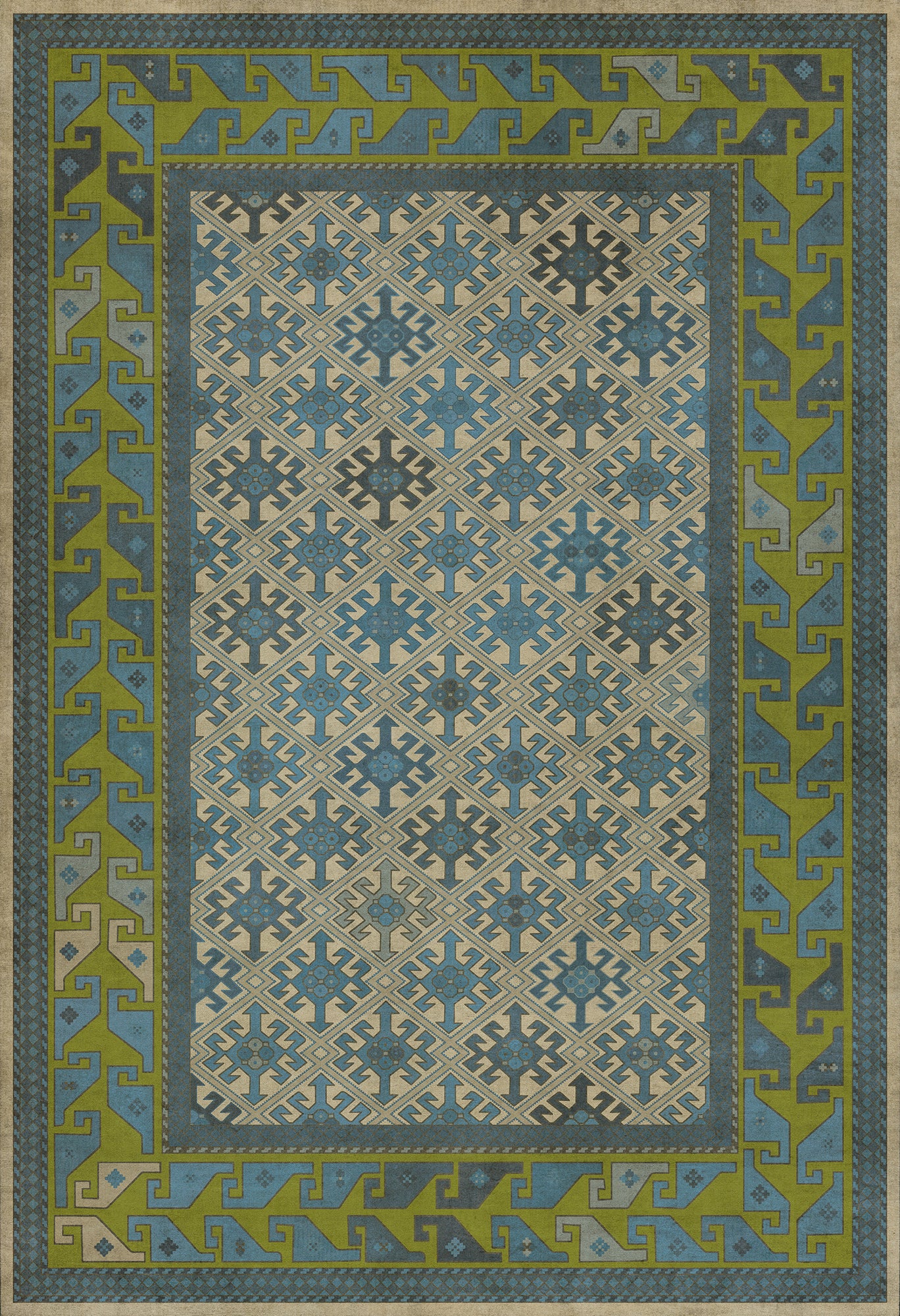 Persian Bazaar - Daghestan - Babki 52x76 Vintage Vinyl Floorcloth