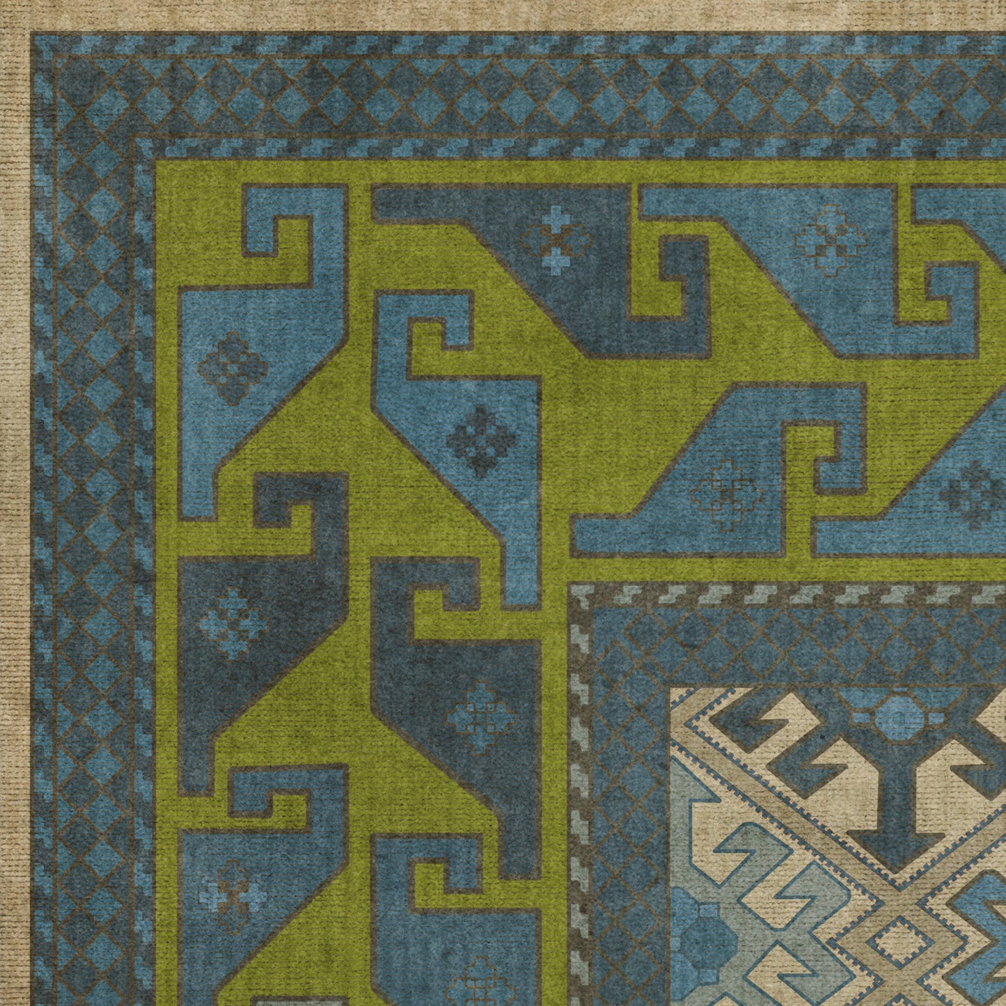 Persian Bazaar - Daghestan - Babki 72x108 Vintage Vinyl Floorcloth