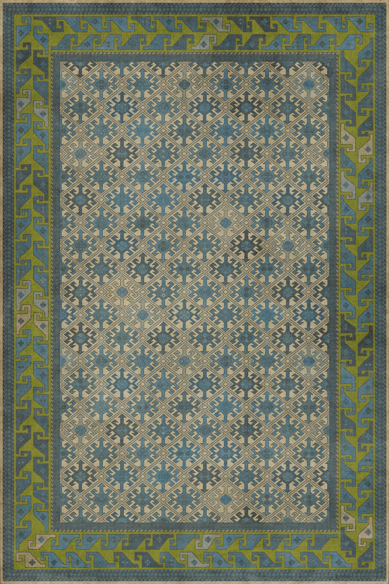 Persian Bazaar - Daghestan - Babki 72x108 Vintage Vinyl Floorcloth