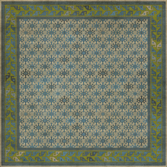 Persian Bazaar - Daghestan - Babki 96x96 Vintage Vinyl Floorcloth