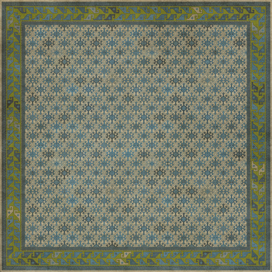 Persian Bazaar - Daghestan - Babki 120x120 Vintage Vinyl Floorcloth