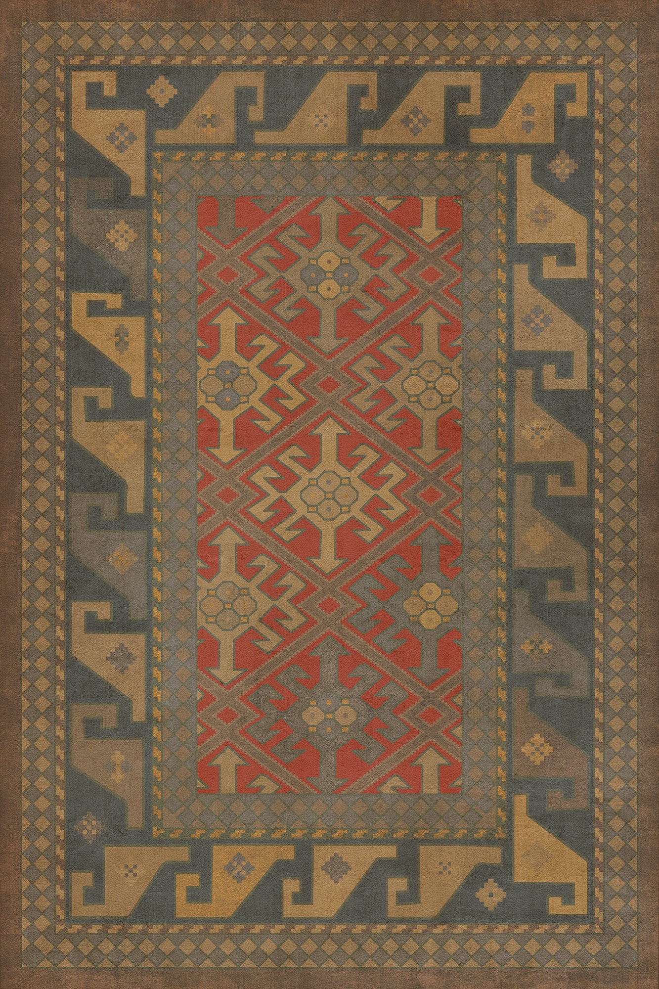 Persian Bazaar - Daghestan - Bazara Net 20x30 Vintage Vinyl Floorcloth
