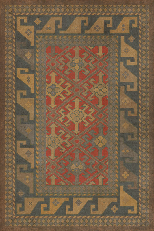 Persian Bazaar - Daghestan - Bazara Net 20x30 Vintage Vinyl Floorcloth
