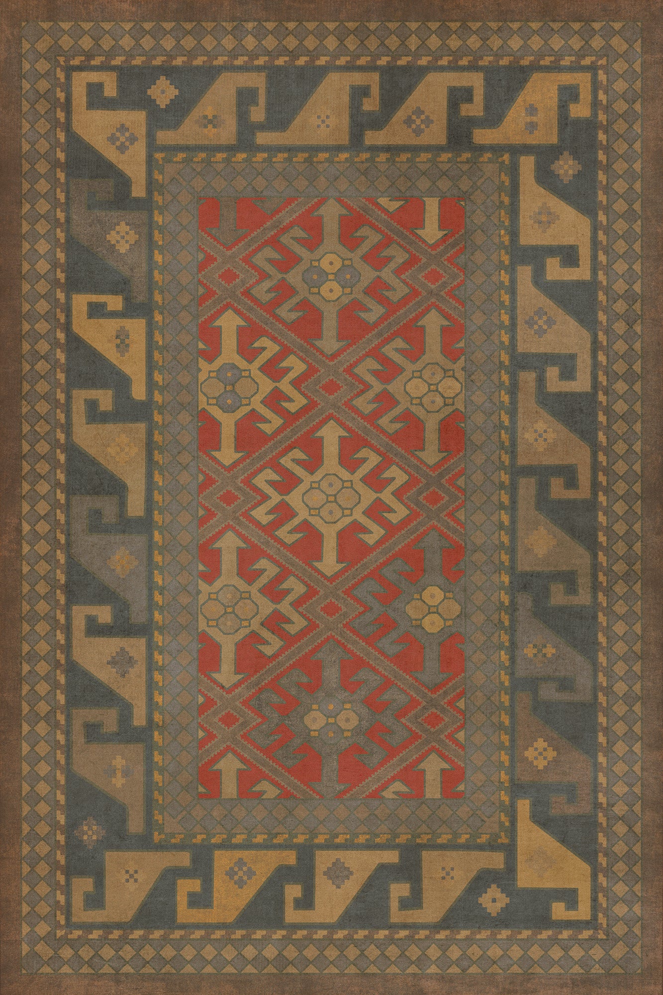 Persian Bazaar - Daghestan - Bazara Net 24x36 Vintage Vinyl Floorcloth