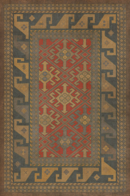 Persian Bazaar - Daghestan - Bazara Net 24x36 Vintage Vinyl Floorcloth