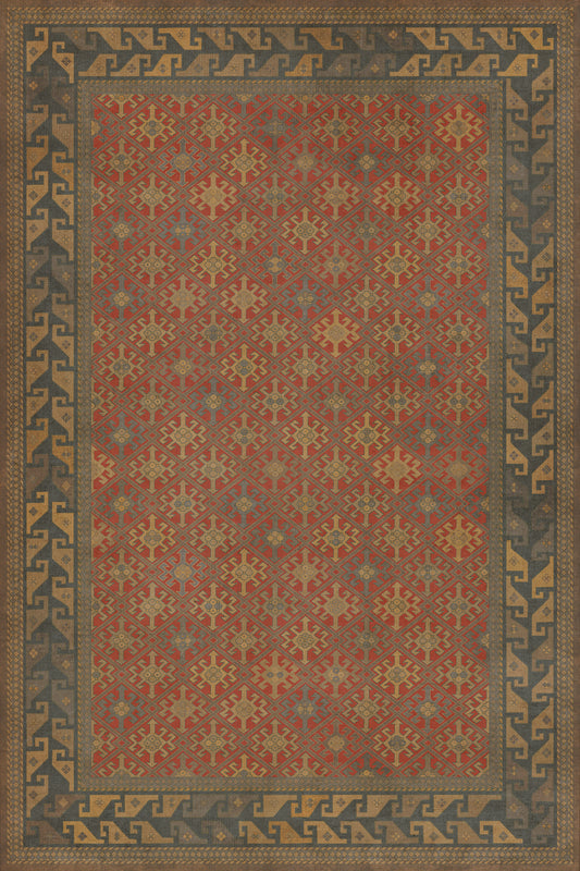 Persian Bazaar - Daghestan - Bazara Net 72x108 Vintage Vinyl Floorcloth