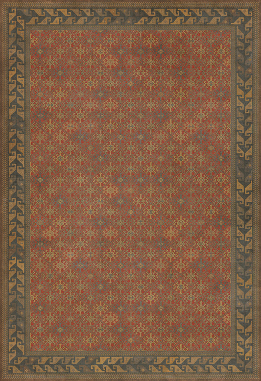Persian Bazaar - Daghestan - Bazara Net 96x140 Vintage Vinyl Floorcloth