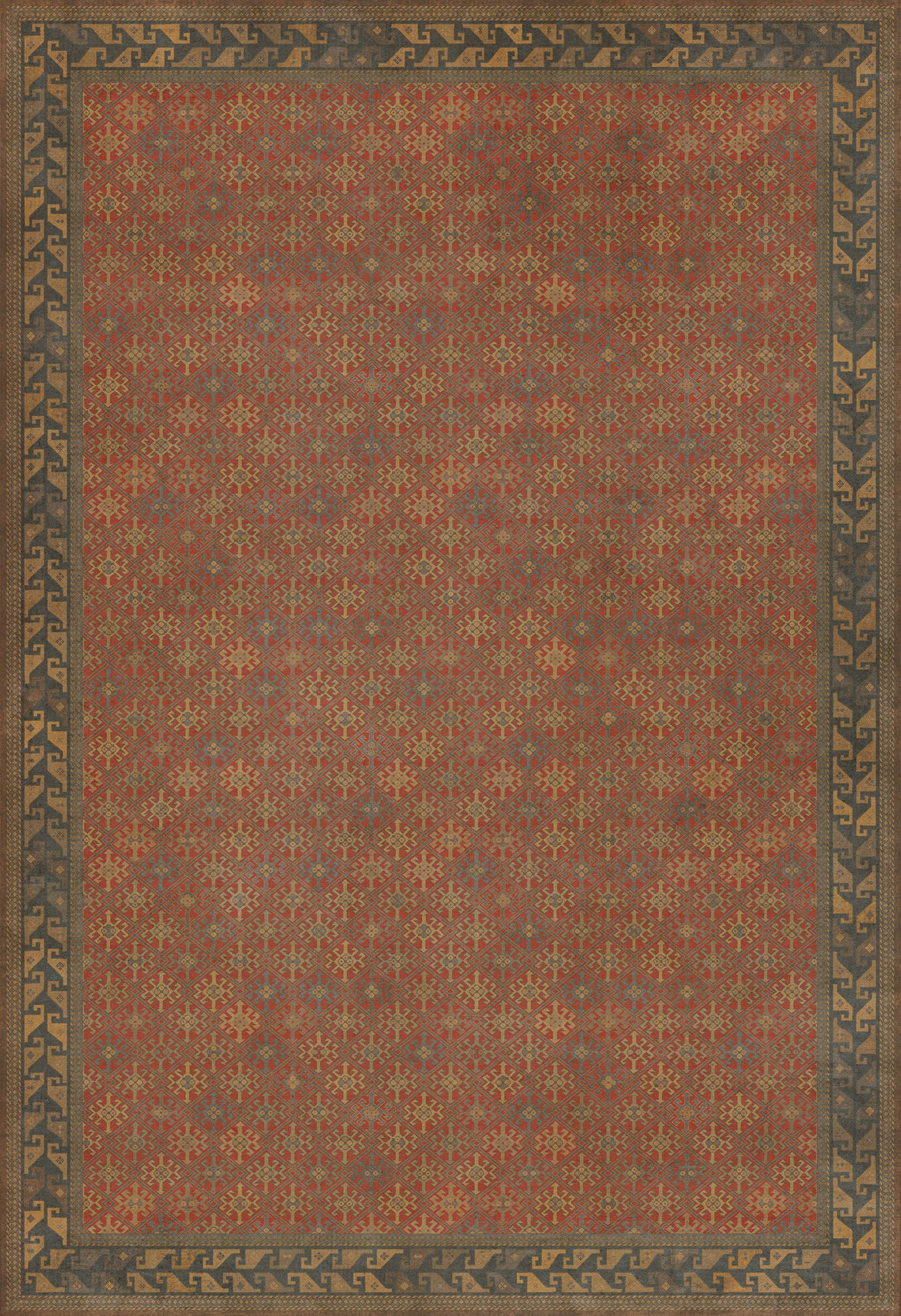 Persian Bazaar - Daghestan - Bazara Net 120x175 Vintage Vinyl Floorcloth