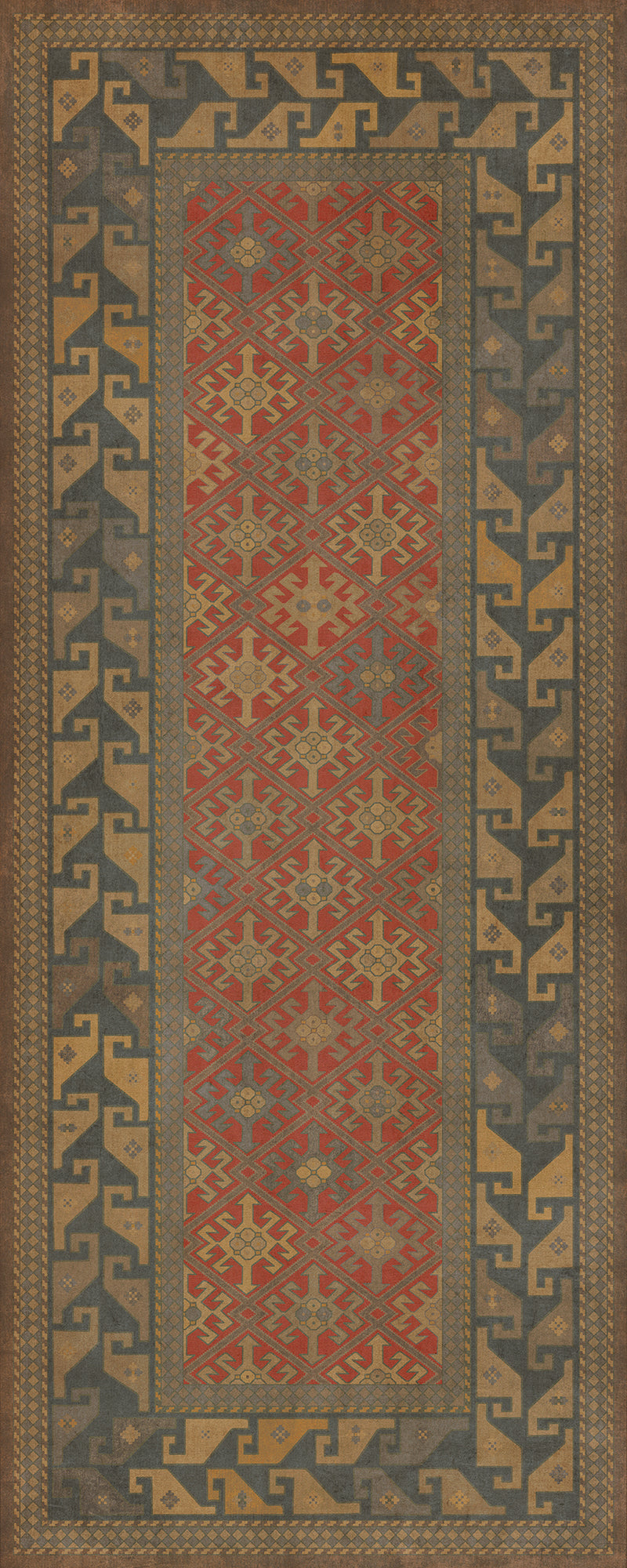 Persian Bazaar - Daghestan - Bazara Net 36x90 Vintage Vinyl Floorcloth