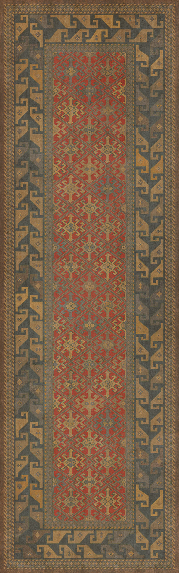 Persian Bazaar - Daghestan - Bazara Net 36x115 Vintage Vinyl Floorcloth