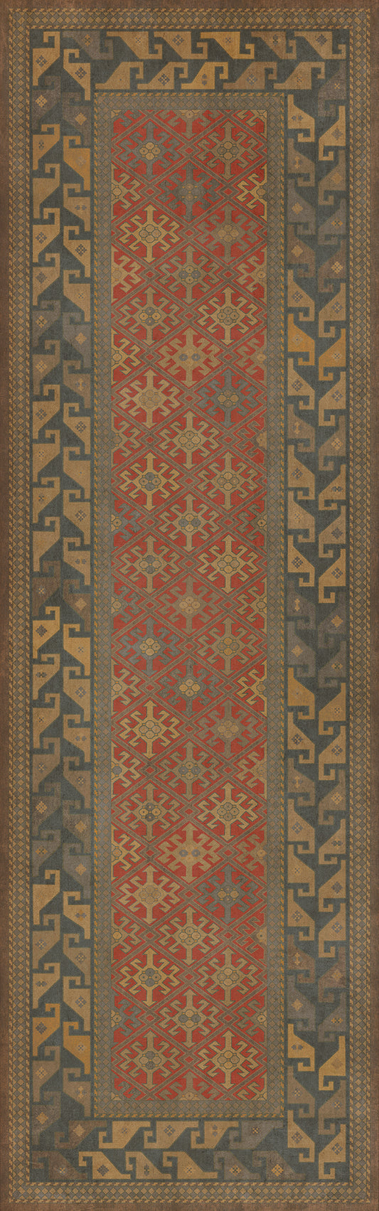 Persian Bazaar - Daghestan - Bazara Net 36x115 Vintage Vinyl Floorcloth