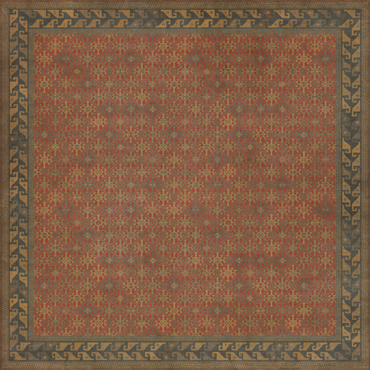 Persian Bazaar - Daghestan - Bazara Net 120x120 Vintage Vinyl Floorcloth